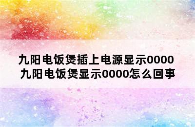 九阳电饭煲插上电源显示0000 九阳电饭煲显示0000怎么回事